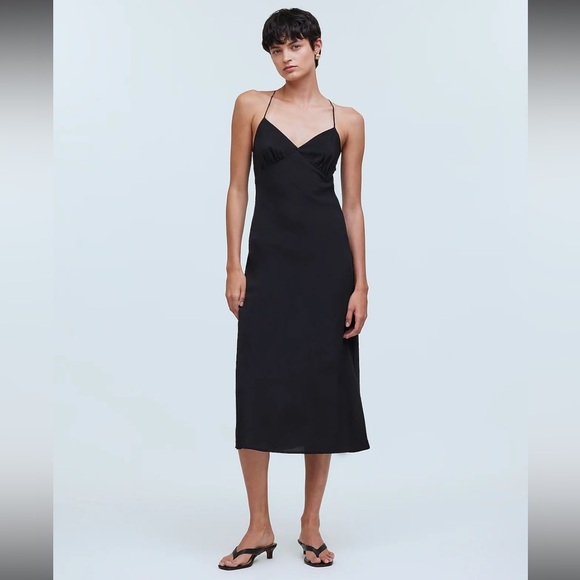 Madewell‎ Layton Midi Slip Dress in black size 12 - Picture 1 of 10